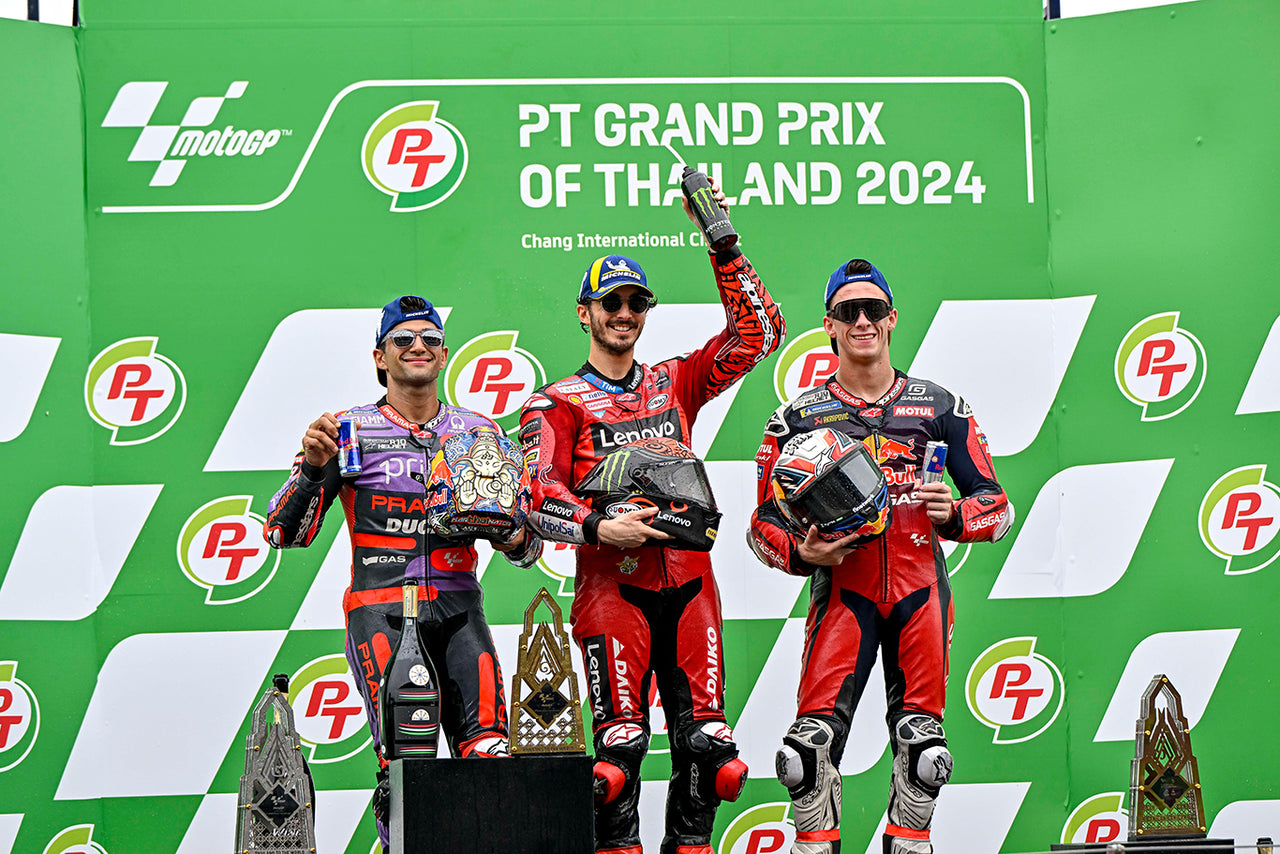 ALPINESTARS PODIUM LOCK-OUT AS PECCO BAGNAIA TASTES MOTOGP SUCCESS IN THAI GRAND PRIX AT BURIRAM