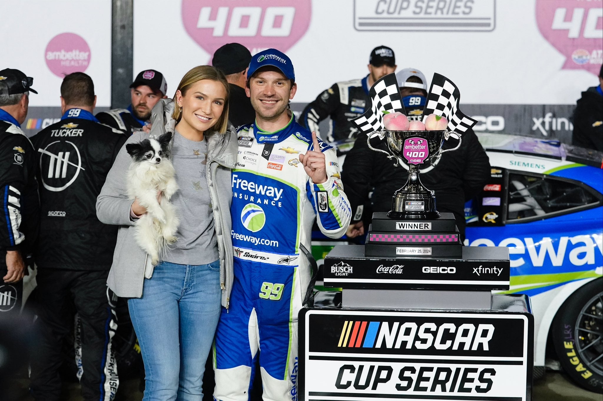 DANIEL SUAREZ  SNATCHES LAST GASP VICTORY IN DRAMATIC NASCAR CUP SERIES RACE AT ATLANTA, GEORGIA